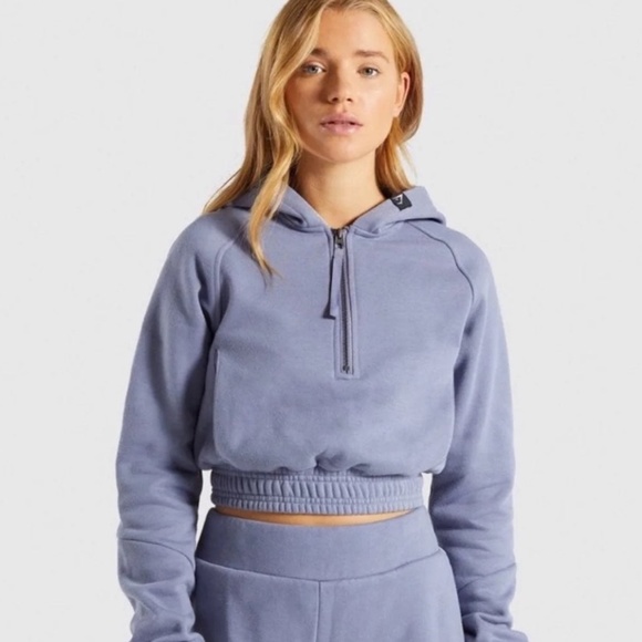 Gymshark Sweaters - Like New Gymshark Cropped Quarter Zip Hoodie
